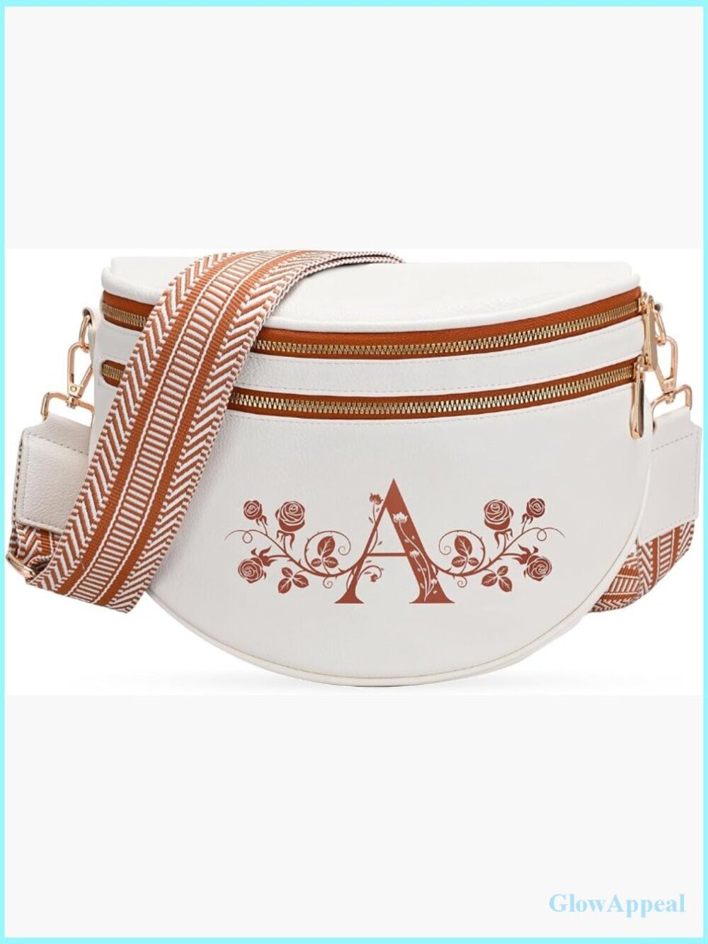 Monogram Vegan Leather Crossbody Bum Bag Adjustable Strap Travel